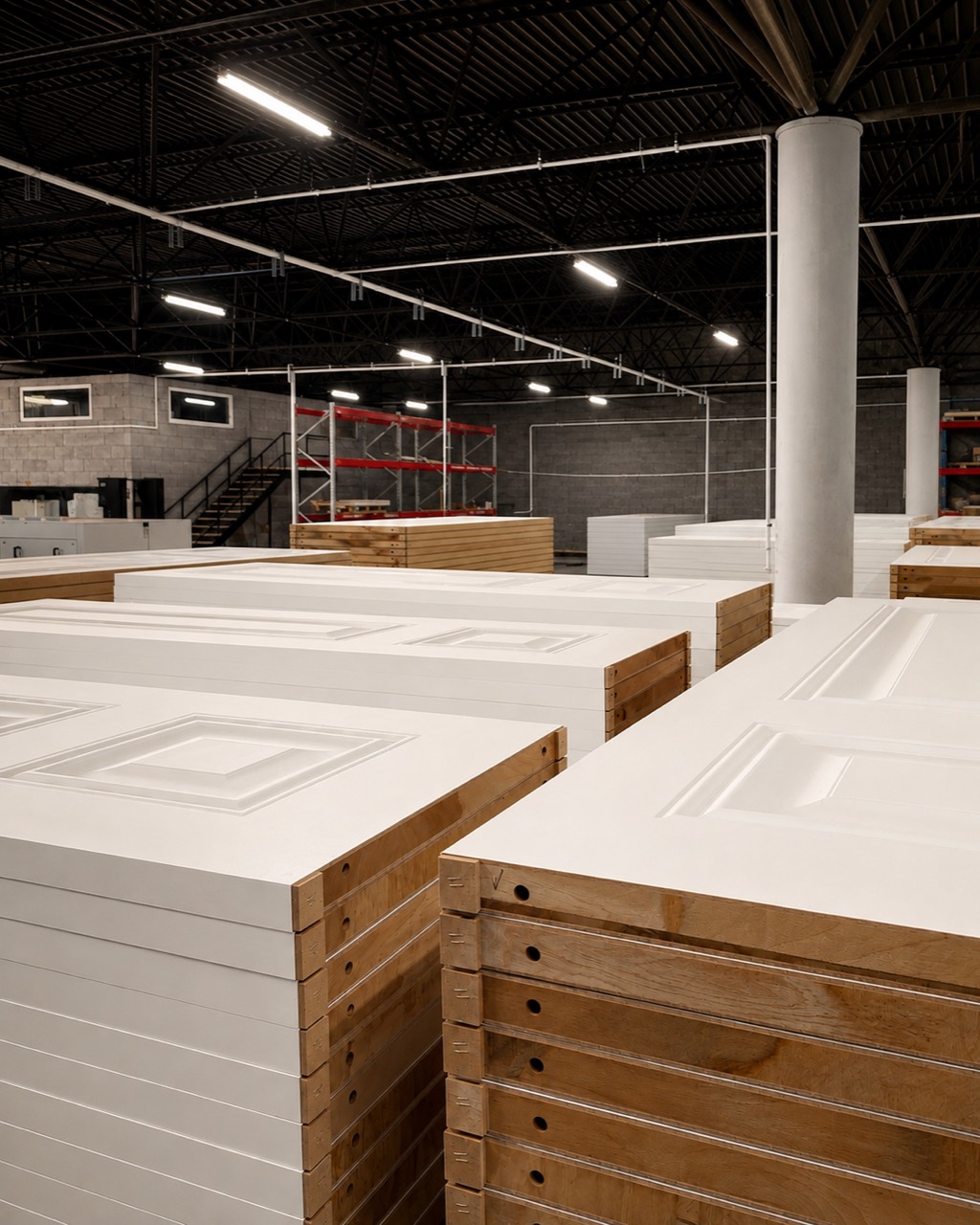 Дверные полотна на производственном участке ACTWOOD